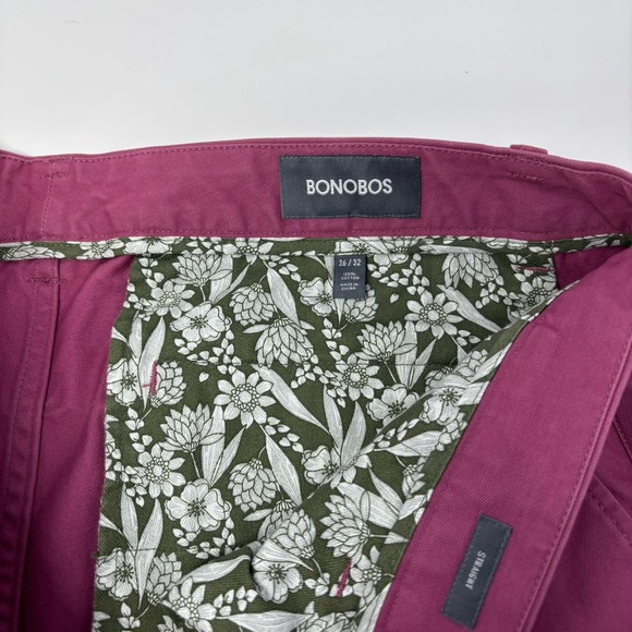 Bonobos‎ Men's Cotton Straight Leg Chino Pants Berry 36x32 - Picture 4 of 6
